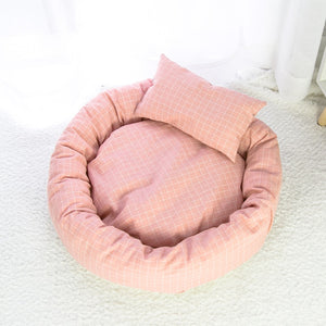 Round Cotton Pet Lounger Bed With Pillow - [sDonut Plush Pet Large, Small, Dog Cat Bed Fluffy Soft Warm Calming Bed Sleeping Kennel Nest 03 - 06hop_name]