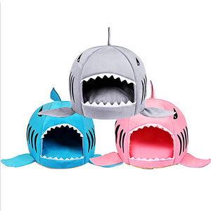 Shark Cave Style Pet Bed - [sDonut Plush Pet Large, Small, Dog Cat Bed Fluffy Soft Warm Calming Bed Sleeping Kennel Nest 03 - 06hop_name]