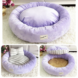 Soft Velvet Lounger Donut Calming Pet Bed - [sDonut Plush Pet Large, Small, Dog Cat Bed Fluffy Soft Warm Calming Bed Sleeping Kennel Nest 03 - 06hop_name]