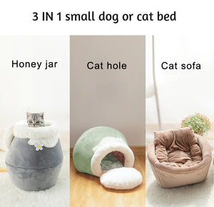 Honey Pot Pet Bed 3 in 1 Design - [sDonut Plush Pet Large, Small, Dog Cat Bed Fluffy Soft Warm Calming Bed Sleeping Kennel Nest 03 - 06hop_name]